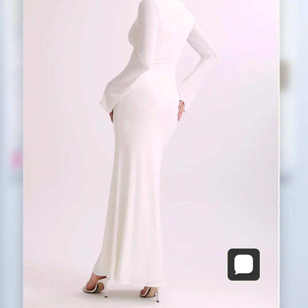 Meshki Tarna Slinky Fishtail Maxi Dress - Ivory - Size Medium - Picture 6 of 7